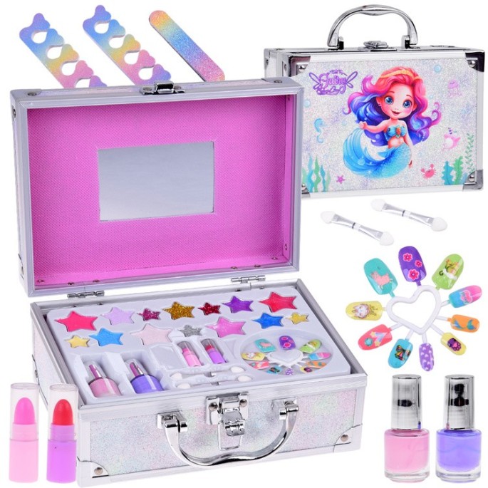 JOKO Detská Make Up sada Morská Panna v Kufríku + Umelé Nechty