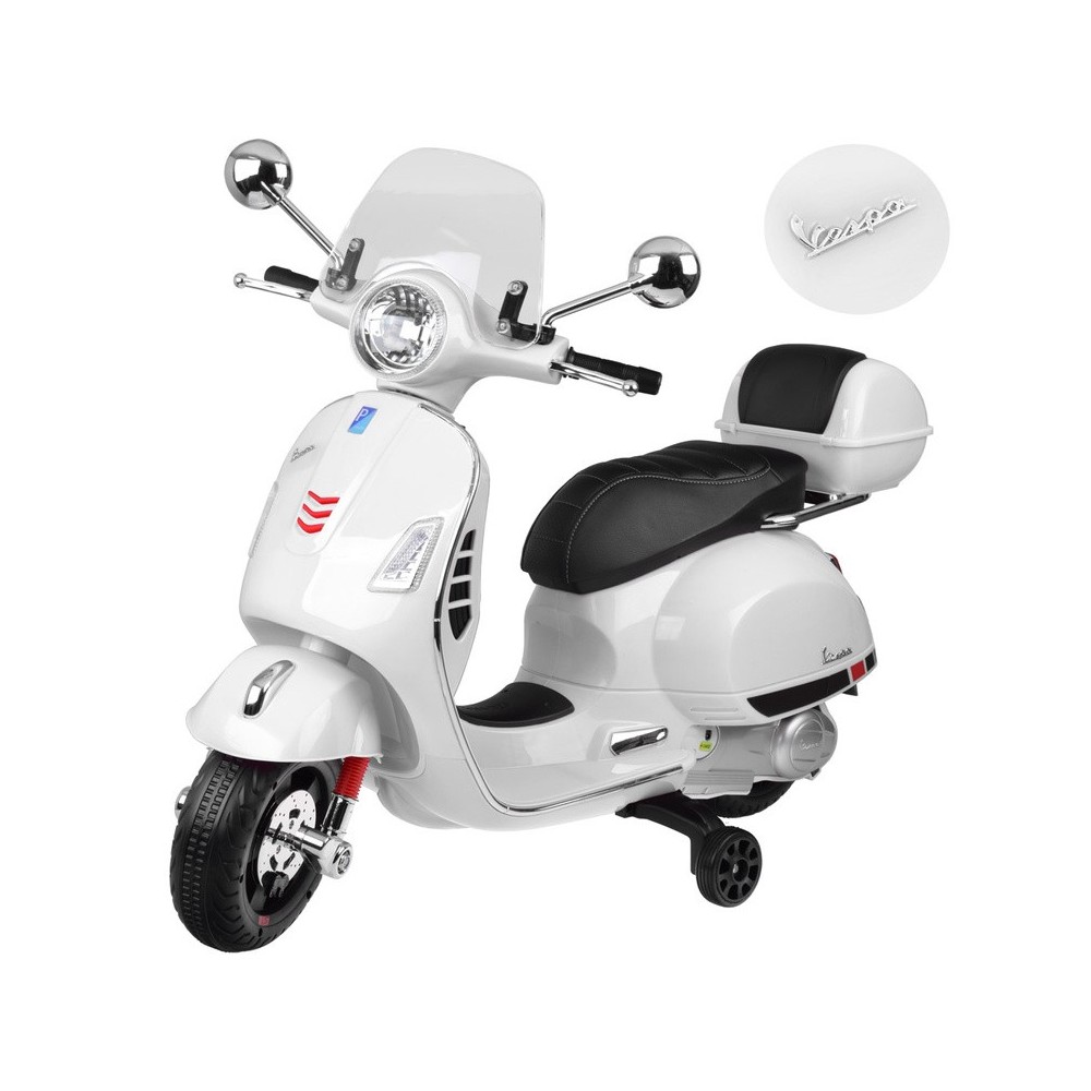 JOKO Elektrická motorka Skúter Vespa GTS, kožené sedadlo, biela