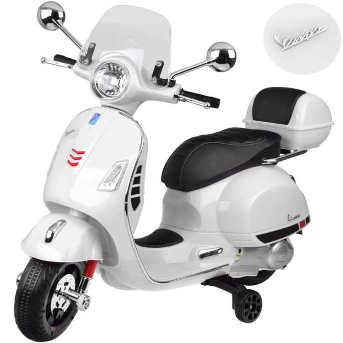 JOKO Elektrická motorka Skúter Vespa GTS, kožené sedadlo, biela