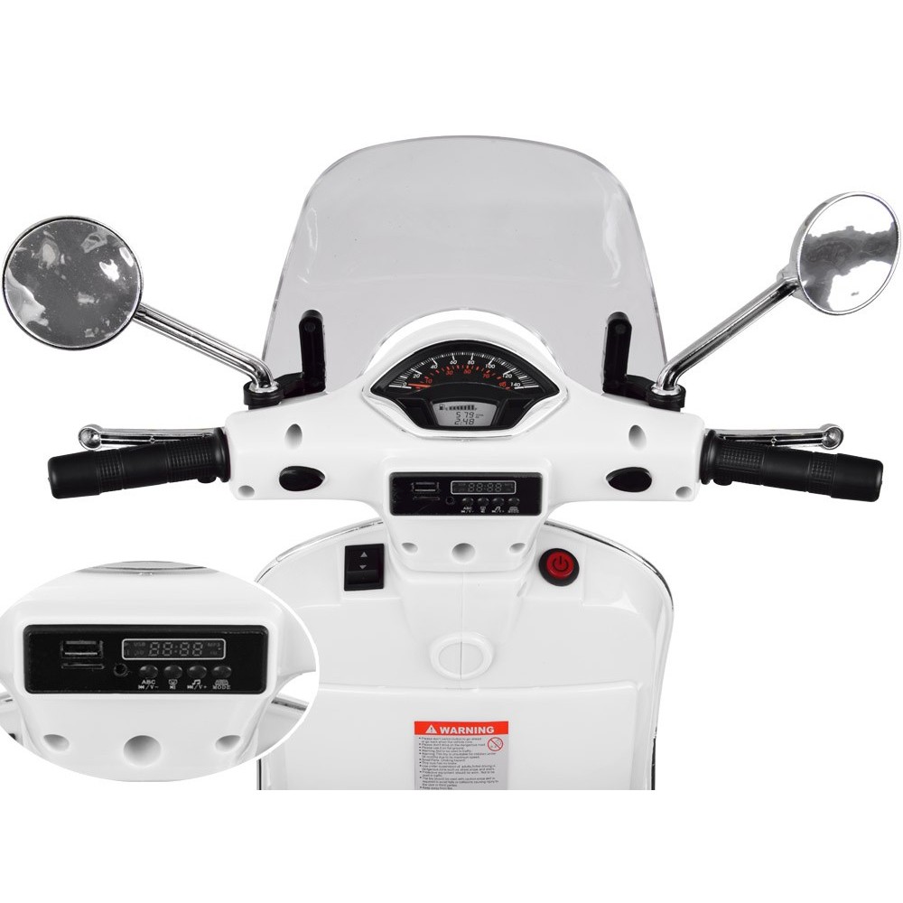 JOKO Elektrická motorka Skúter Vespa GTS, kožené sedadlo, biela