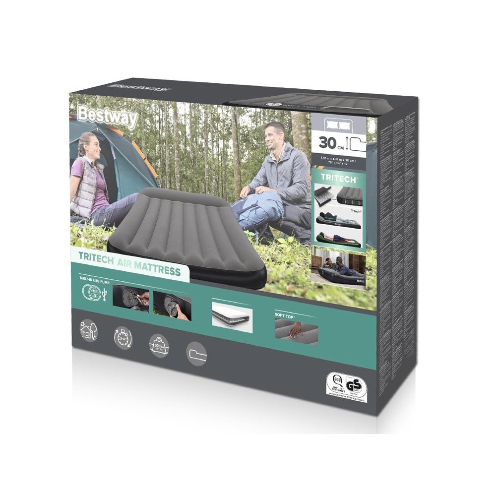 Bestway 671BR Nafukovací matrac Tritech pre 2 osoby + vstavaná USB pumpa