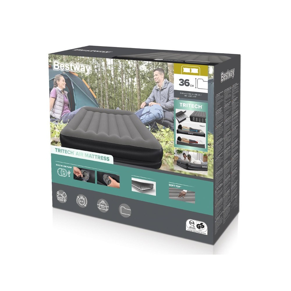 Bestway 671BU Nafukovací matrac Bestway Tritech so vstavanou USB pumpou 152x203cm