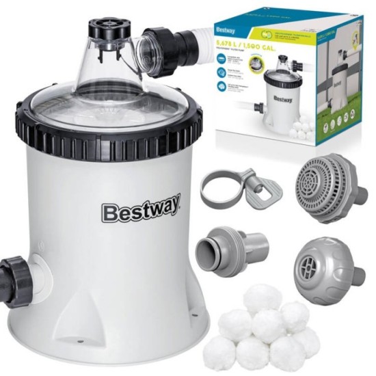 Bestway 58870 Bazénové filtračné čerpadlo Polysphere, bazénová filtrácia 5678 l/h + Filtračné guličky 240g v balení
