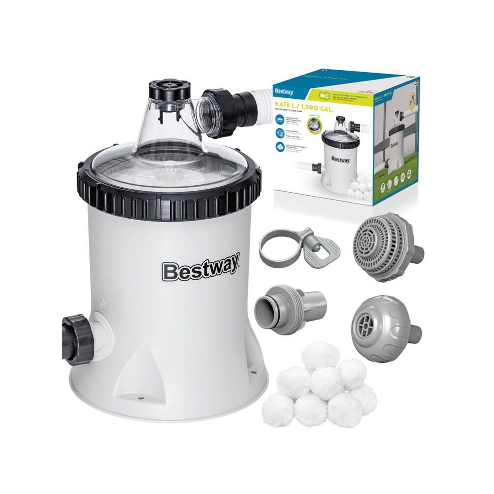 Bestway 58870 Bazénové filtračné čerpadlo Polysphere, bazénová filtrácia 5678 l/h + Filtračné guličky 240g v balení