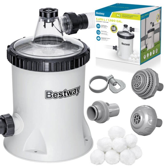 Bestway 58870 Bazénové filtračné čerpadlo Polysphere, bazénová filtrácia 5678 l/h + Filtračné guličky 240g v balení
