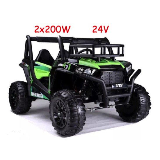 JOKO Elektrické autíčko BUGGY UTV 24V 200W, penové kolesá, Dvojmiestne kožené sedadlo, nosnosť 50kg, zelené