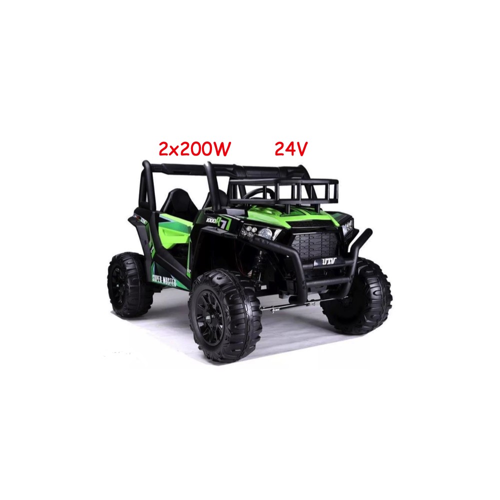 JOKO Elektrické autíčko BUGGY UTV 24V 200W, penové kolesá, Dvojmiestne kožené sedadlo, nosnosť 50kg, zelené