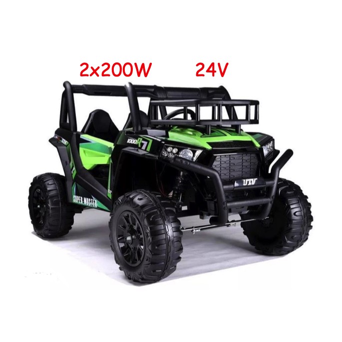 JOKO Elektrické autíčko BUGGY UTV 24V 200W, penové kolesá, Dvojmiestne kožené sedadlo, nosnosť 50kg, zelené