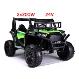JOKO Elektrické autíčko BUGGY UTV 24V 200W, penové kolesá, Dvojmiestne kožené sedadlo, nosnosť 50kg, zelené