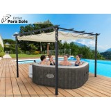 JOKO Záhradná Pergola Para Sole ESTIVO 3x3x2.4m, Záhradný Altánok s Vodeodolnou Posuvnou Roletovou strechou a UV ochranou, krémo
