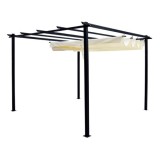 JOKO Záhradná Pergola Para Sole ESTIVO 3x3x2.4m, Záhradný Altánok s Vodeodolnou Posuvnou Roletovou strechou a UV ochranou, krémo