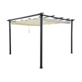 JOKO Záhradná Pergola Para Sole ESTIVO 3x3x2.4m, Záhradný Altánok s Vodeodolnou Posuvnou Roletovou strechou a UV ochranou, krémo