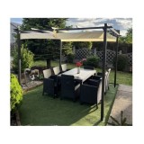 JOKO Záhradná Pergola Para Sole ESTIVO 3x3x2.4m, Záhradný Altánok s Vodeodolnou Posuvnou Roletovou strechou a UV ochranou, krémo