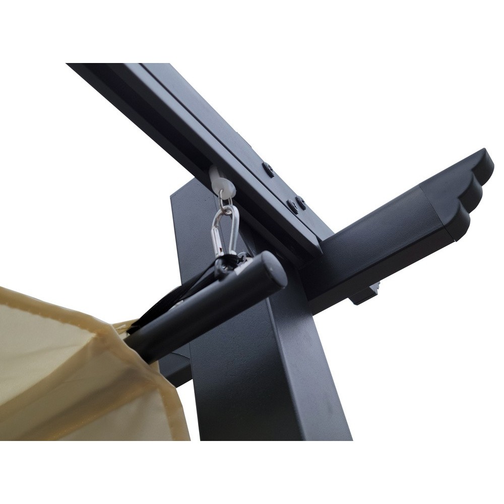 JOKO Záhradná Pergola Para Sole ESTIVO 3x3x2.4m, Záhradný Altánok s Vodeodolnou Posuvnou Roletovou strechou a UV ochranou, krémo