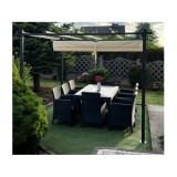 JOKO Záhradná Pergola Para Sole ESTIVO 3x3x2.4m, Záhradný Altánok s Vodeodolnou Posuvnou Roletovou strechou a UV ochranou, krémo