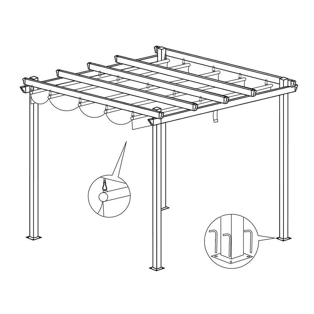 JOKO Záhradná Pergola Para Sole ESTIVO 3x3x2.4m, Záhradný Altánok s Vodeodolnou Posuvnou Roletovou strechou a UV ochranou, krémo