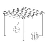 JOKO Záhradná Pergola Para Sole ESTIVO 3x3x2.4m, Záhradný Altánok s Vodeodolnou Posuvnou Roletovou strechou a UV ochranou, krémo