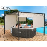 MKSTOR Kovová Záhradná pergola Para Sole ZONA 3m x 3m x 2m s Vodotesnou, posuvnou strechou ROLLERS, záhradný altánok s UV ochran