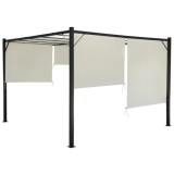 MKSTOR Kovová Záhradná pergola Para Sole ZONA 3m x 3m x 2m s Vodotesnou, posuvnou strechou ROLLERS, záhradný altánok s UV ochran
