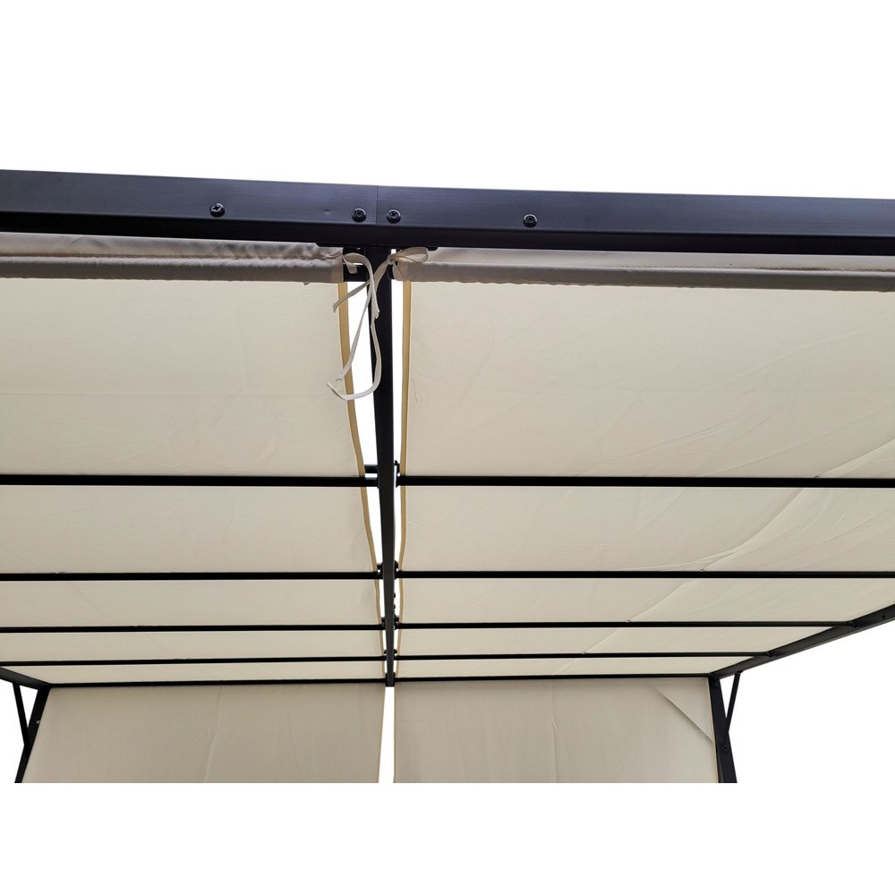 MKSTOR Kovová Záhradná pergola Para Sole ZONA 3m x 3m x 2m s Vodotesnou, posuvnou strechou ROLLERS, záhradný altánok s UV ochran