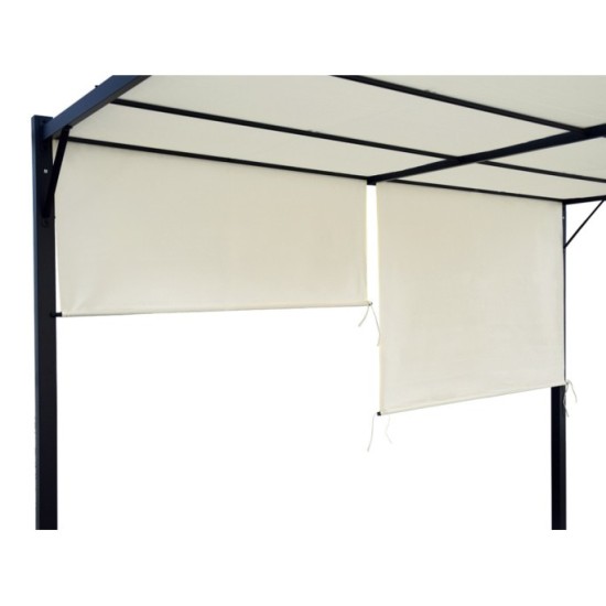 MKSTOR Kovová Záhradná pergola Para Sole ZONA 3m x 3m x 2m s Vodotesnou, posuvnou strechou ROLLERS, záhradný altánok s UV ochran