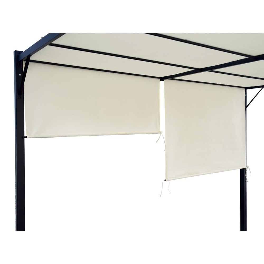 MKSTOR Kovová Záhradná pergola Para Sole ZONA 3m x 3m x 2m s Vodotesnou, posuvnou strechou ROLLERS, záhradný altánok s UV ochran