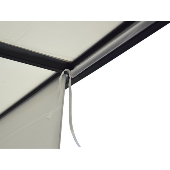 MKSTOR Kovová Záhradná pergola Para Sole ZONA 3m x 3m x 2m s Vodotesnou, posuvnou strechou ROLLERS, záhradný altánok s UV ochran