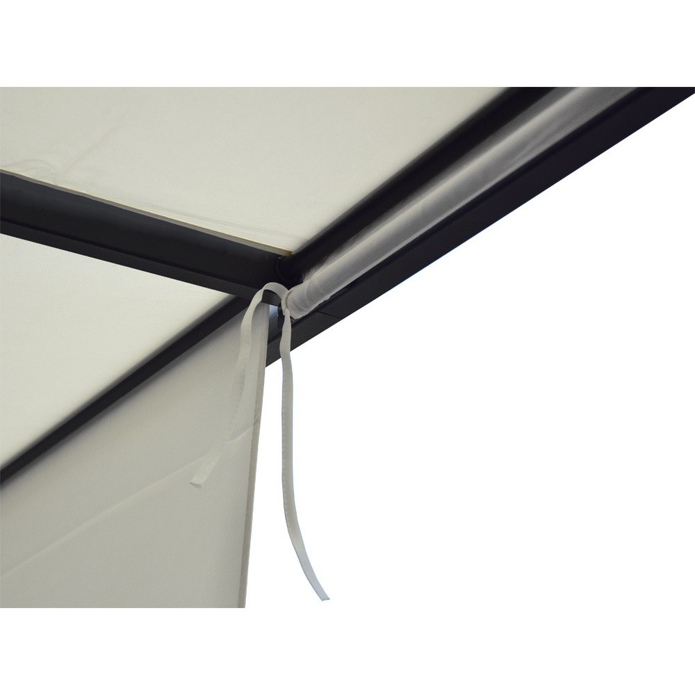 MKSTOR Kovová Záhradná pergola Para Sole ZONA 3m x 3m x 2m s Vodotesnou, posuvnou strechou ROLLERS, záhradný altánok s UV ochran