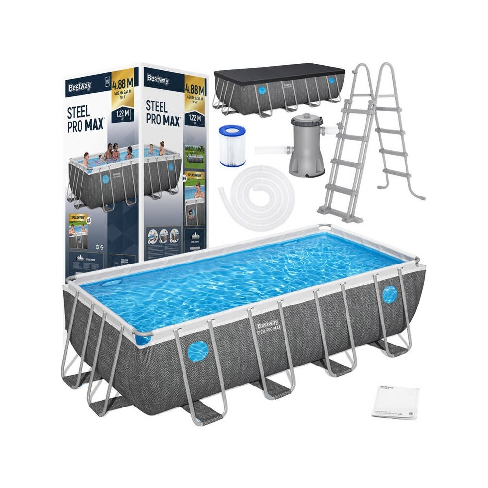 BESTWAY 561MB Bazén s kovovou konštrukciou Steel Pro Max Splashview 488 x 244 x 122 cm, kartušová filtrácia