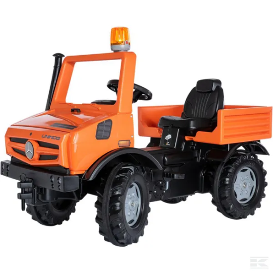 ROLLY TOYS Šľapacie Autíčko UNIMOG Mercedes Benz s majákom, oranžové