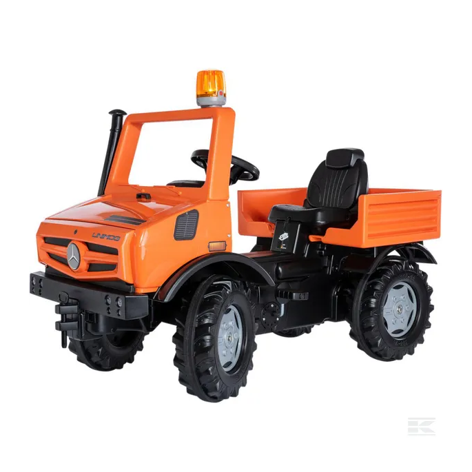 ROLLY TOYS Šľapacie Autíčko UNIMOG Mercedes Benz s majákom, oranžové