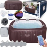 Bestway Lay-z-Spa Maldives Air WiFi aplikácia s LED svetlom pre 7 osôb, hnedá