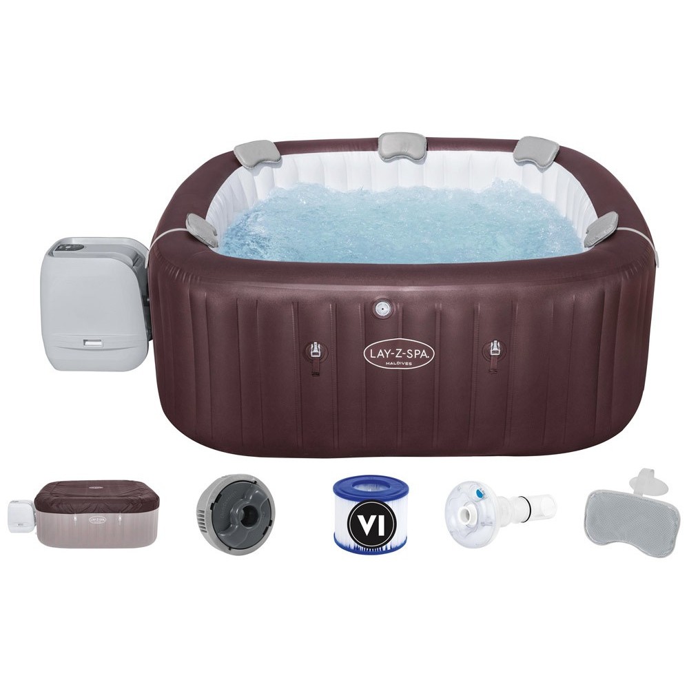 Bestway Lay-z-Spa Maldives Air WiFi aplikácia s LED svetlom pre 7 osôb, hnedá