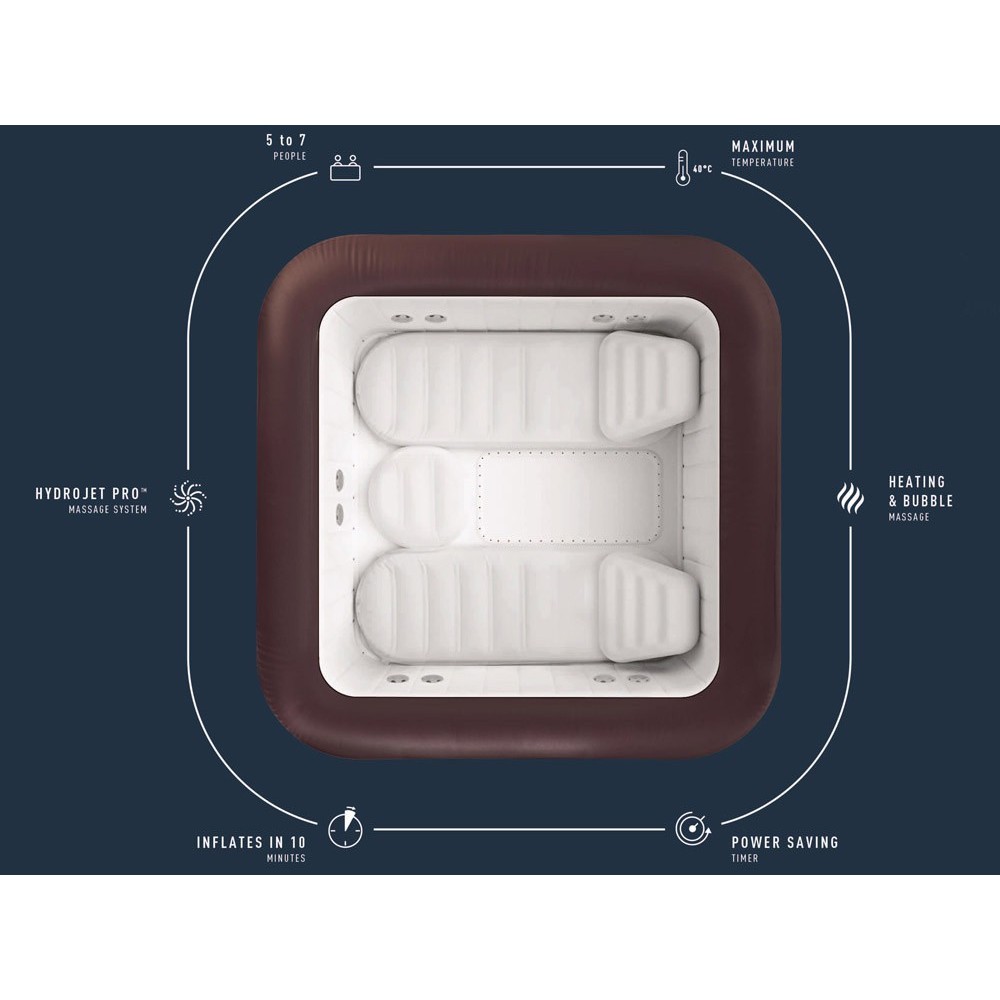 Bestway Lay-z-Spa Maldives Air WiFi aplikácia s LED svetlom pre 7 osôb, hnedá