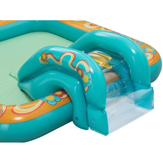 Bestway Detský Nafukovací Bazén so šmýkačkou RETRO GROOVE + 5 loptičiek + Veľká Nafukovacia Lopta 193 cm x 152 cm