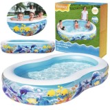 Bestway 54118 Detský Nafukovací bazén Morský svet Zvieratká 262 cm x 157 x 46 cm, oválny modrý