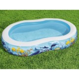 Bestway 54118 Detský Nafukovací bazén Morský svet Zvieratká 262 cm x 157 x 46 cm, oválny modrý