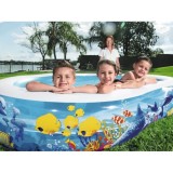 Bestway 54118 Detský Nafukovací bazén Morský svet Zvieratká 262 cm x 157 x 46 cm, oválny modrý