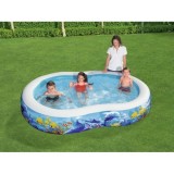 Bestway 54118 Detský Nafukovací bazén Morský svet Zvieratká 262 cm x 157 x 46 cm, oválny modrý