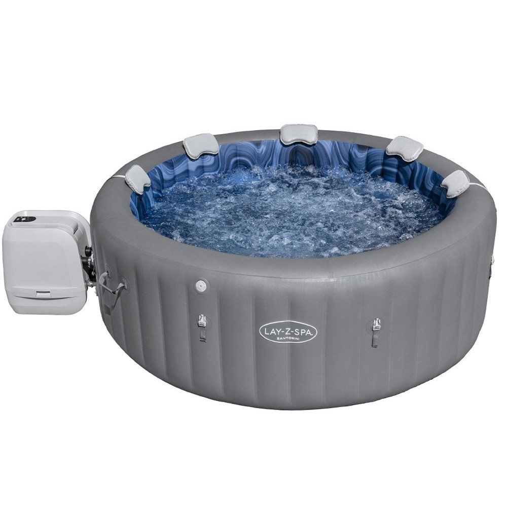 Bestway 6001T Vírivka Jacuzzi Lay-Z-Spa Santorini Smart HydroJet Pro 7 s LED svetlom, pre 7 osôb + 5 vankúšov + WIFI Aplikácia