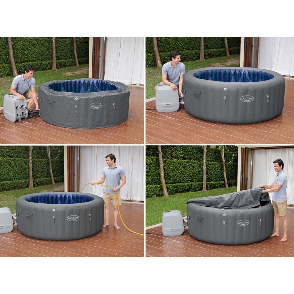 Bestway 6001T Vírivka Jacuzzi Lay-Z-Spa Santorini Smart HydroJet Pro 7 s LED svetlom, pre 7 osôb + 5 vankúšov + WIFI Aplikácia