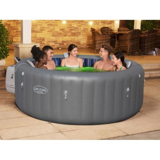 Bestway 6001T Vírivka Jacuzzi Lay-Z-Spa Santorini Smart HydroJet Pro 7 s LED svetlom, pre 7 osôb + 5 vankúšov + WIFI Aplikácia
