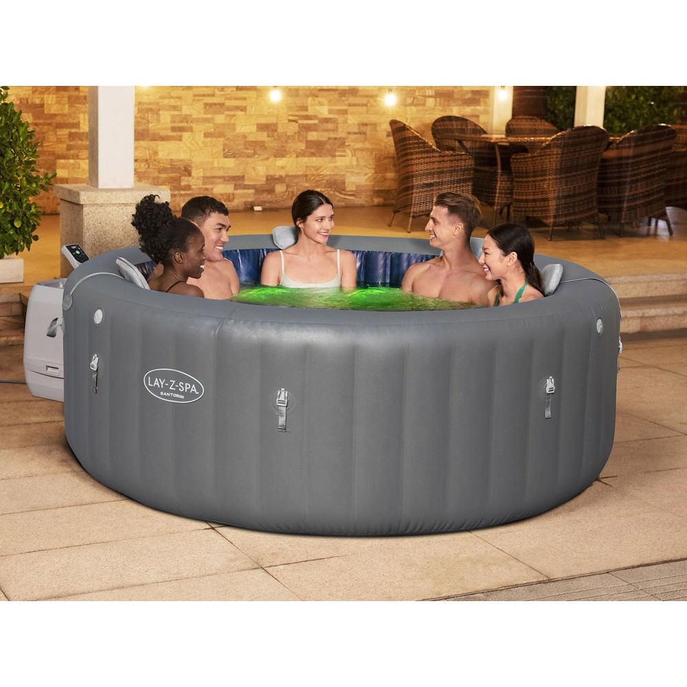 Bestway 6001T Vírivka Jacuzzi Lay-Z-Spa Santorini Smart HydroJet Pro 7 s LED svetlom, pre 7 osôb + 5 vankúšov + WIFI Aplikácia