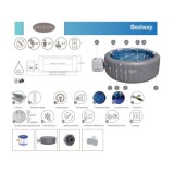 Bestway 6001T Vírivka Jacuzzi Lay-Z-Spa Santorini Smart HydroJet Pro 7 s LED svetlom, pre 7 osôb + 5 vankúšov + WIFI Aplikácia