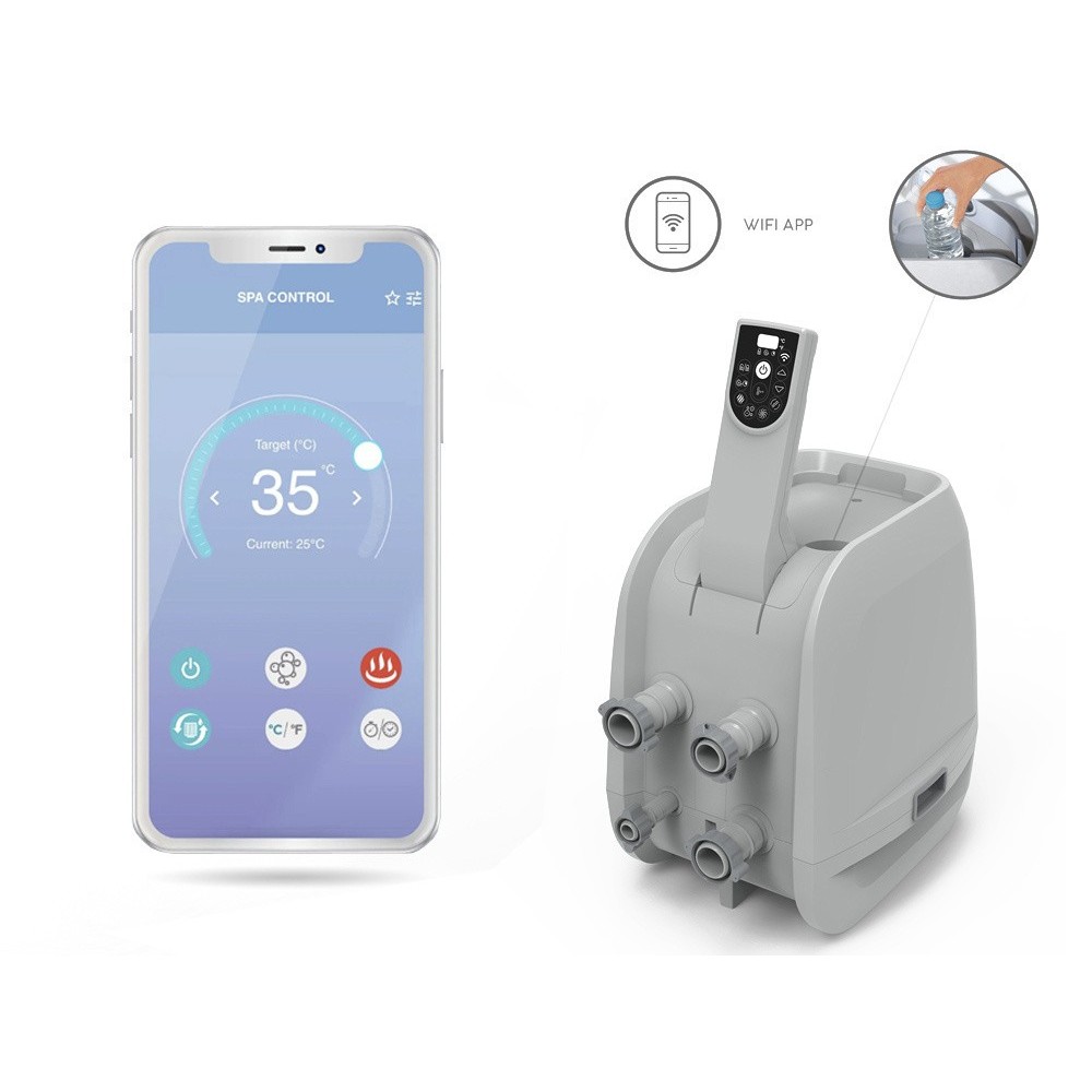 Bestway 6001T Vírivka Jacuzzi Lay-Z-Spa Santorini Smart HydroJet Pro 7 s LED svetlom, pre 7 osôb + 5 vankúšov + WIFI Aplikácia