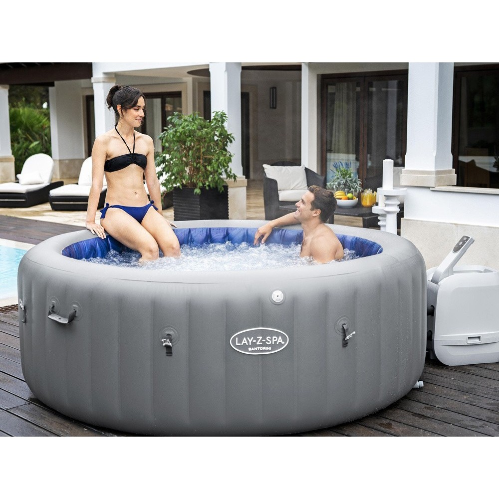 Bestway 6001T Vírivka Jacuzzi Lay-Z-Spa Santorini Smart HydroJet Pro 7 s LED svetlom, pre 7 osôb + 5 vankúšov + WIFI Aplikácia