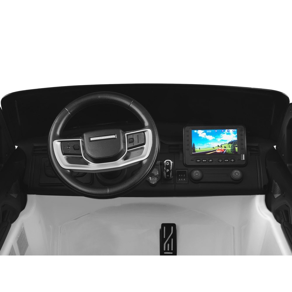 JOKO Elektrické autíčko Range Rover 4x4, penové kolesá, kožené sedadlo, FM rádio, LCD Displej MP4, biele