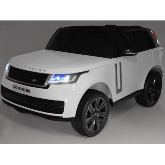 JOKO Elektrické autíčko Range Rover 4x4, penové kolesá, kožené sedadlo, FM rádio, LCD Displej MP4, biele