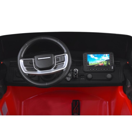 JOKO Elektrické autíčko Range Rover 4x4, penové kolesá, kožené sedadlo, FM rádio, LCD Displej MP4, červené