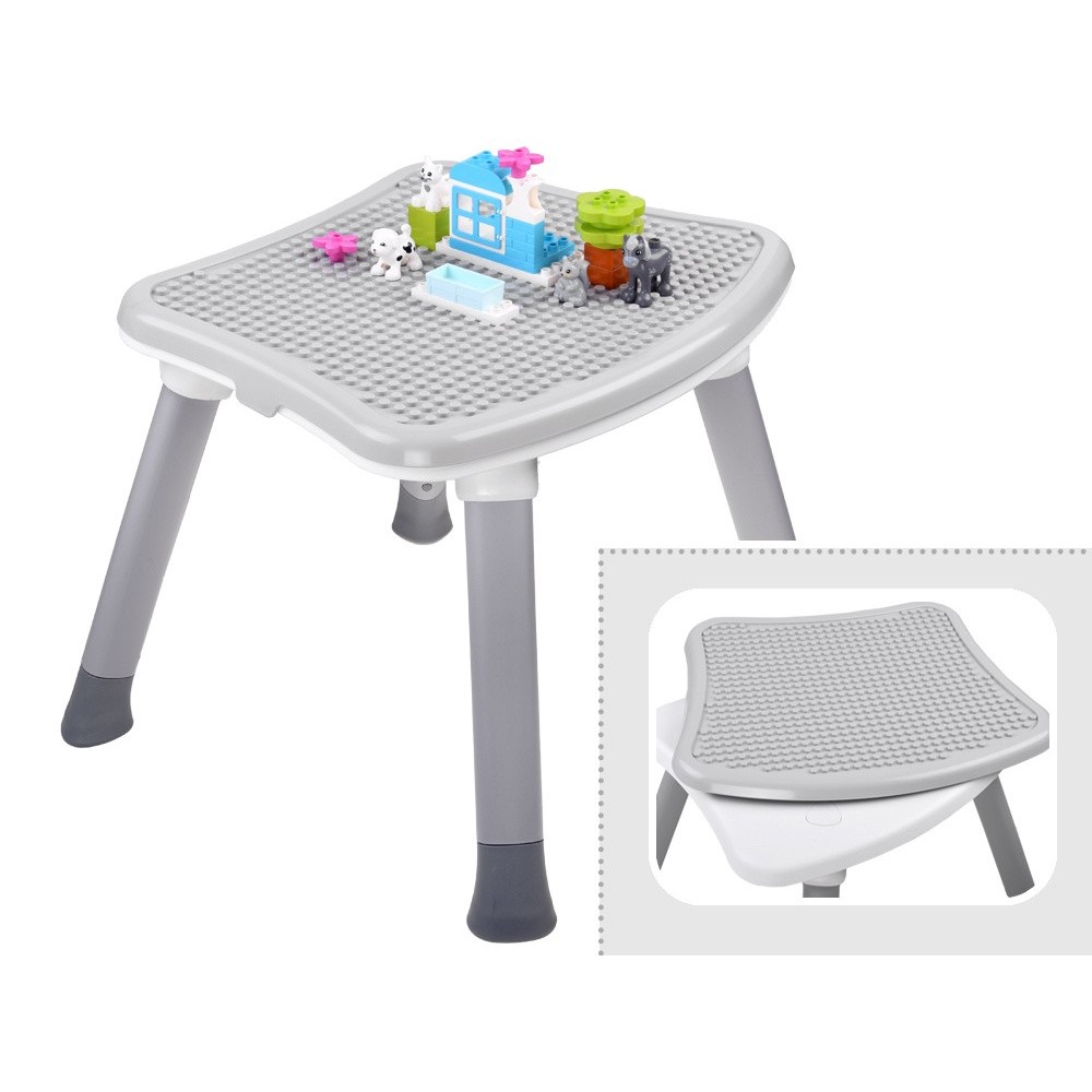 JOKO Detská jedálenská stolička na kŕmenie + Stôl so stoličkou + stolík na kocky Lego DUPLO 6v1, tmavo sivá